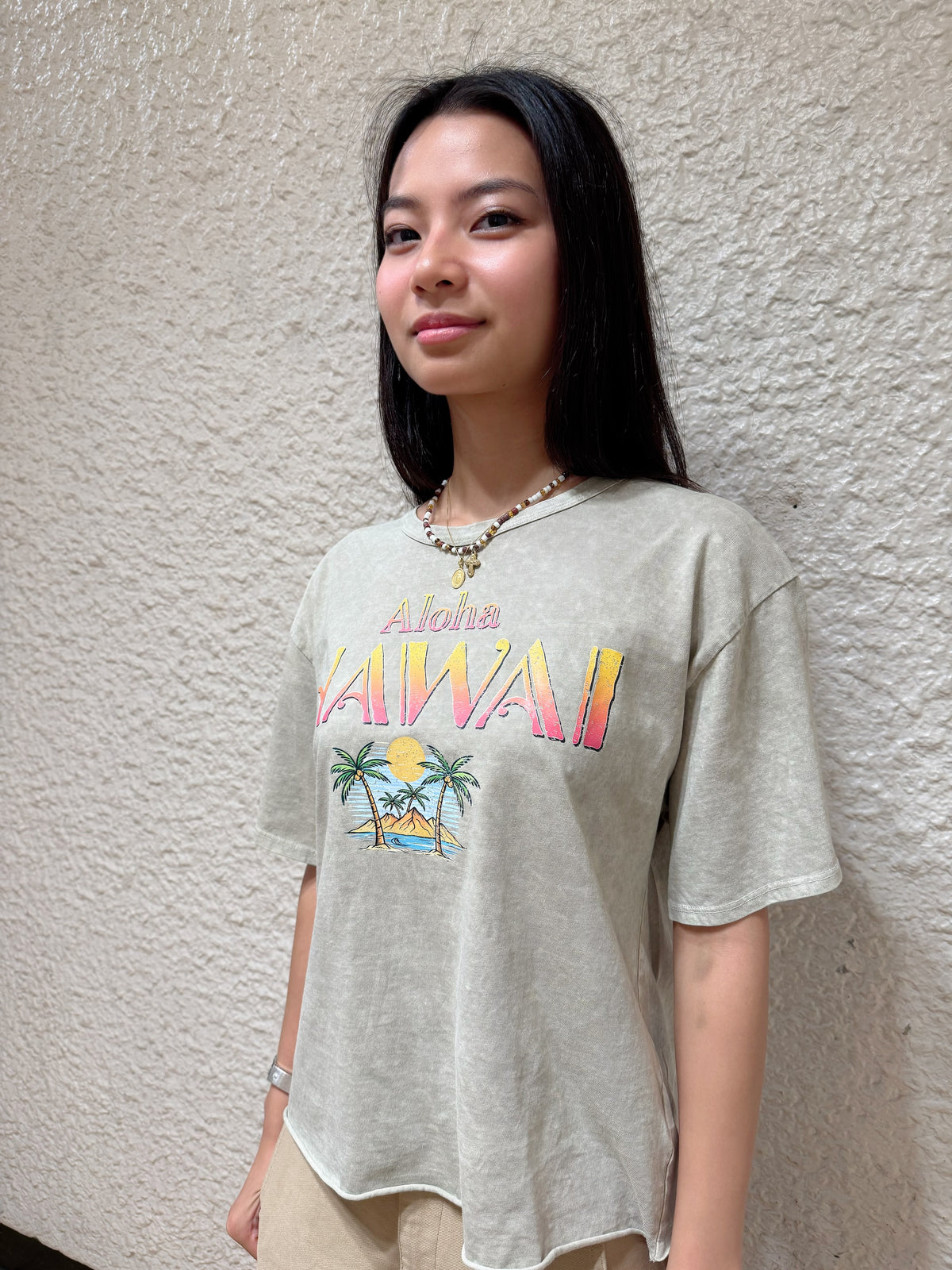 アロハ ハワイ パームツリー ショート丈Tシャツ