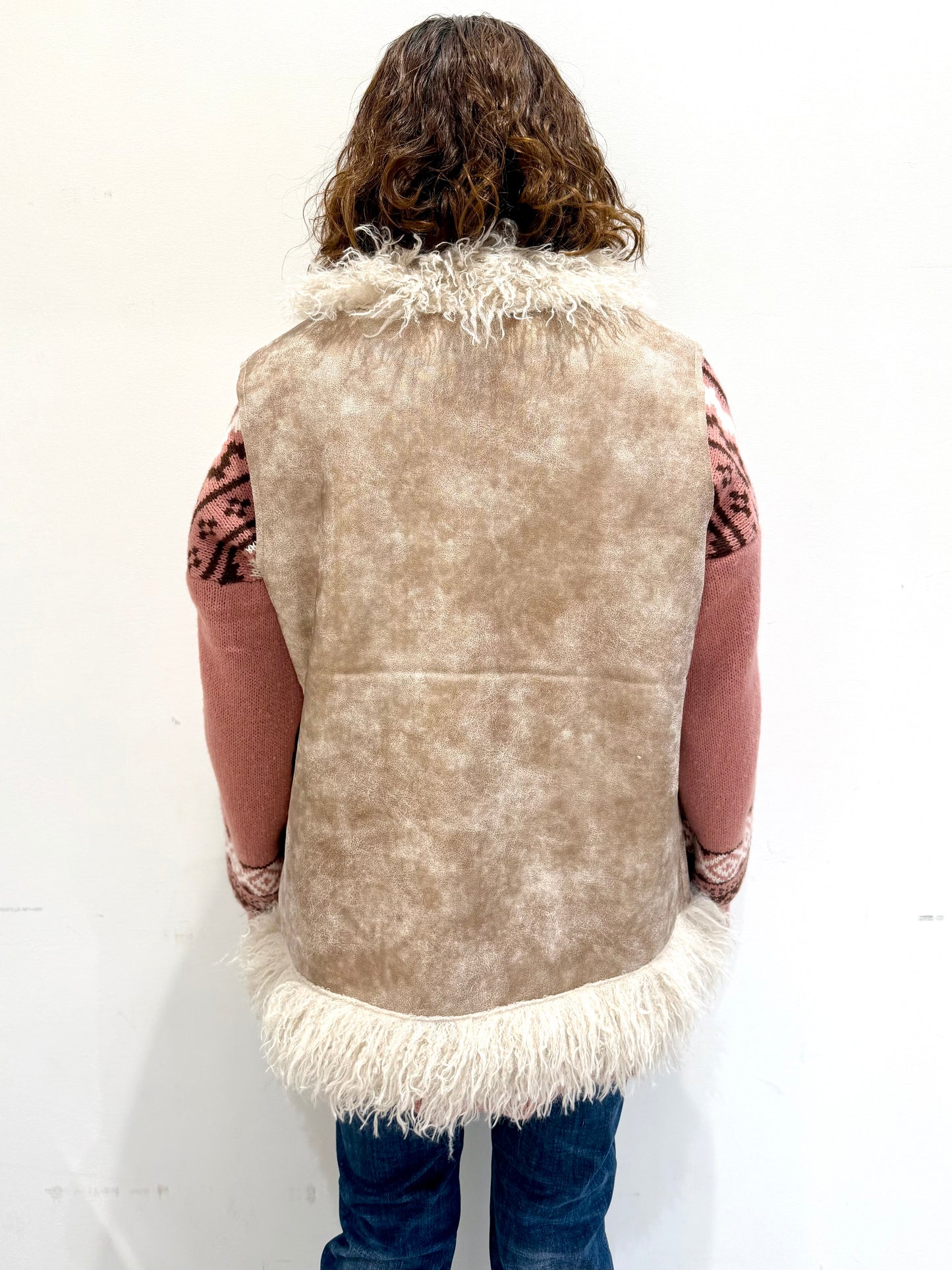 フェイクファー スエード調ベスト