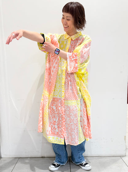 POL バンダナ柄ロングシャツワンピース