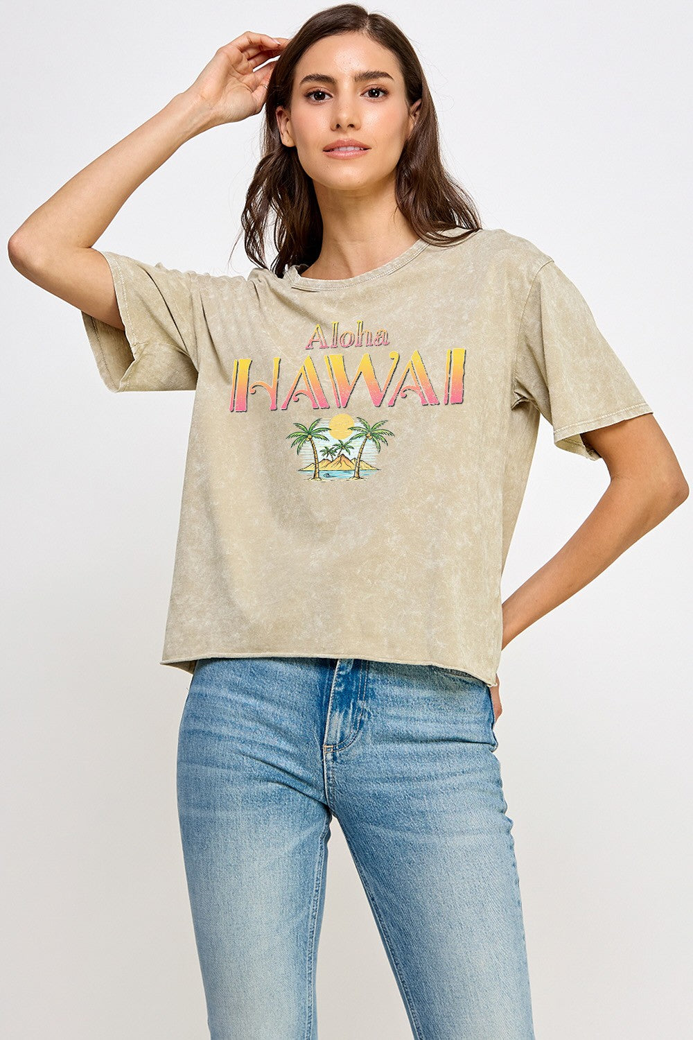 アロハ ハワイ パームツリー ショート丈Tシャツ