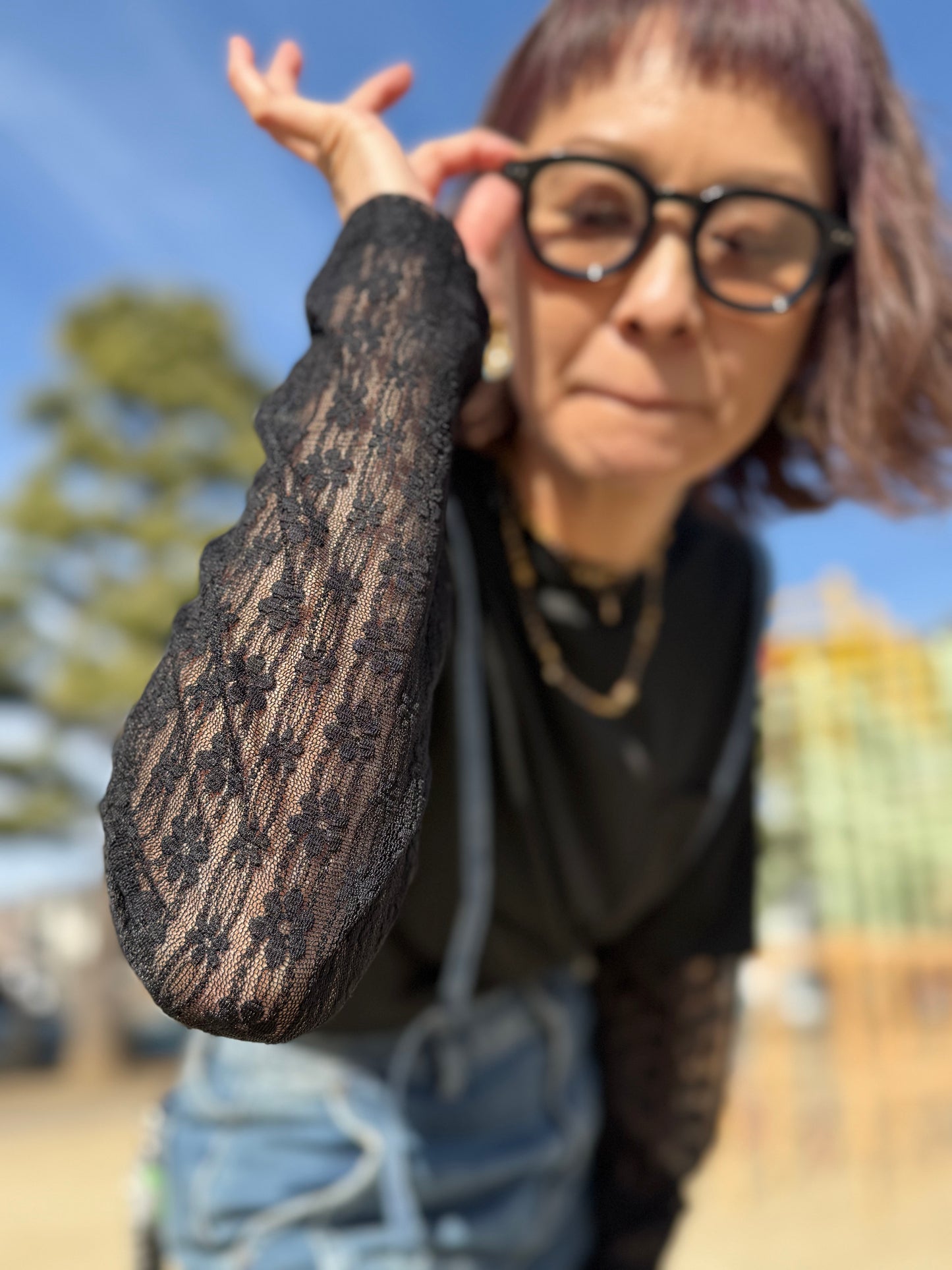 レース切替 長袖カットソー SALE 30%OFF