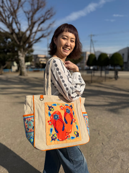 SunNSand カプリタイル柄ビーチサンダル トートバッグ