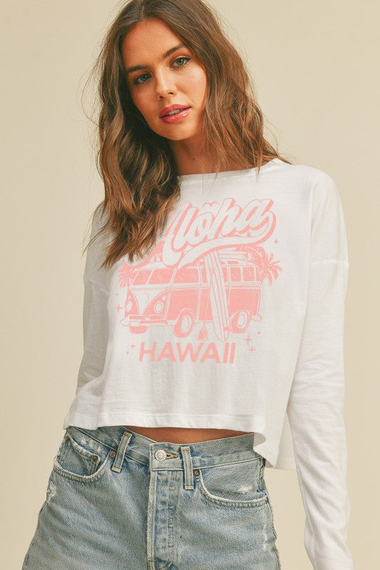 アロハハワイバス　クロップド丈ロングスリーブTシャツ