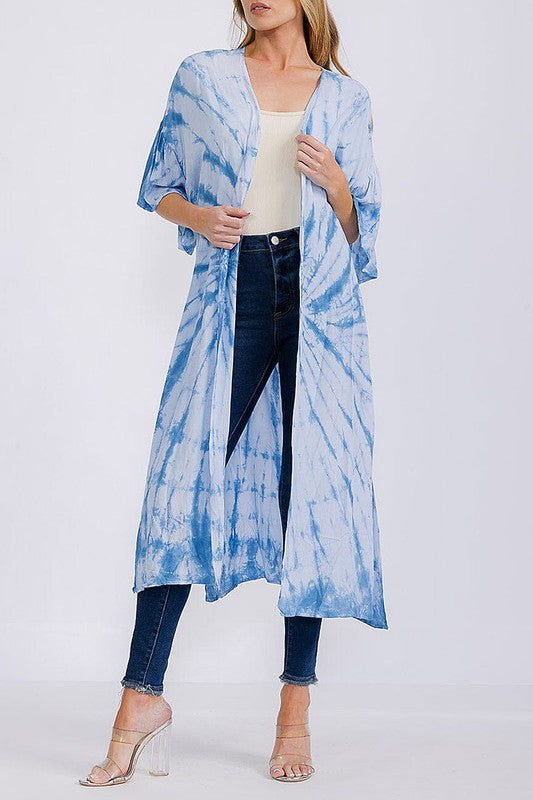 ロングキモノスリーブ タイダイ ブルー SALE 30%OFF
