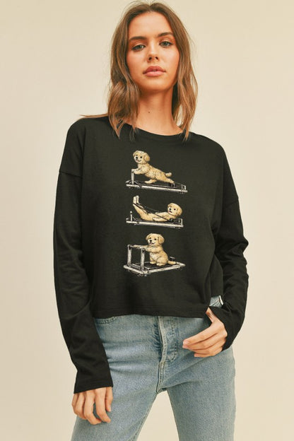 エクササイズドッグ　クロップド丈ロングスリーブTシャツ