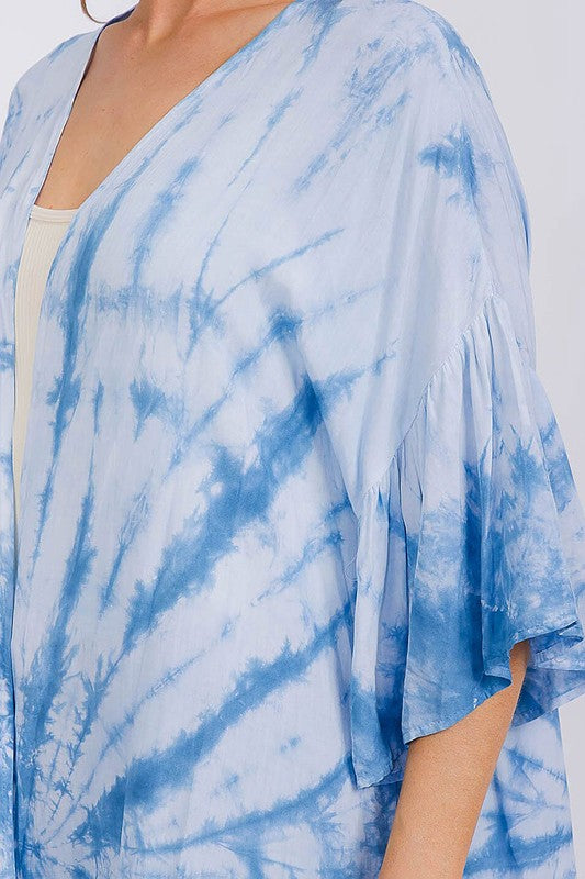 ロングキモノスリーブ タイダイ ブルー SALE 30%OFF