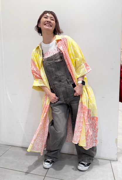POL バンダナ柄ロングシャツワンピース