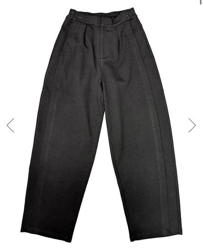 INDKNIT ダブルステッチ カーブパンツ ブラック WK022