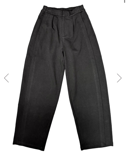 INDKNIT ダブルステッチ カーブパンツ ブラック WK022