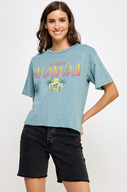アロハ ハワイ パームツリー ショート丈Tシャツ