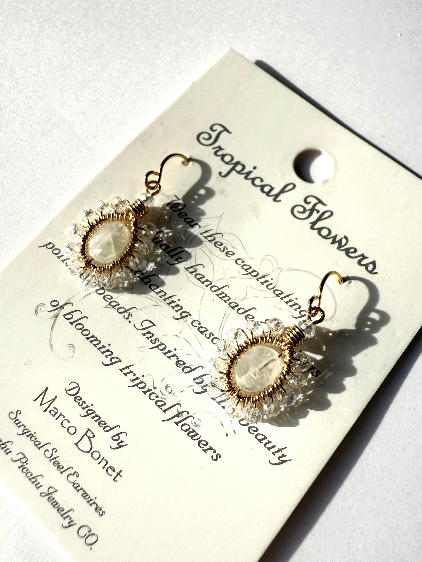 マチュピチュジュエリー トロピカルフラワーズ ピアス ムーンストーン