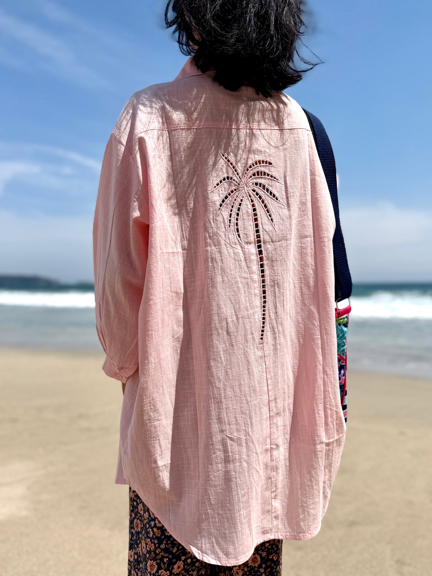 パームツリー刺繍 リラックスフィットシャツ De Vave