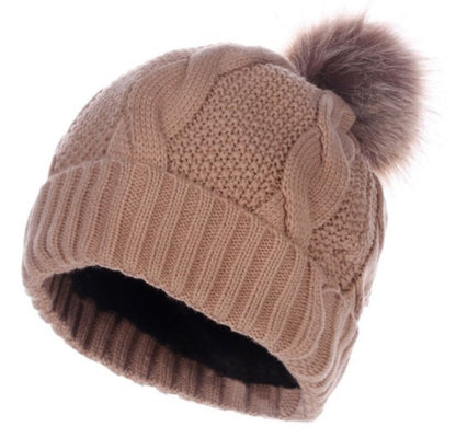 インナーボアケーブルニット帽 ポンポン付き