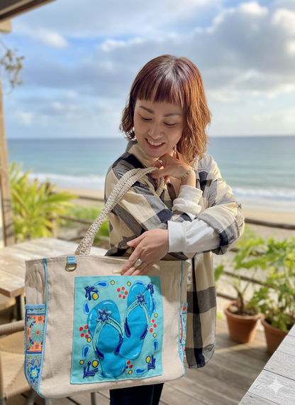 SunNSand カプリタイル柄ビーチサンダル トートバッグ