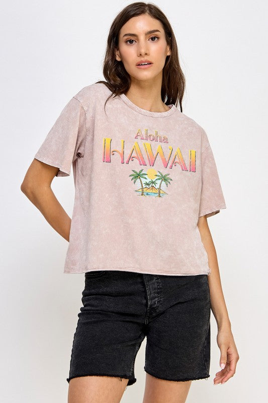 アロハ ハワイ パームツリー ショート丈Tシャツ
