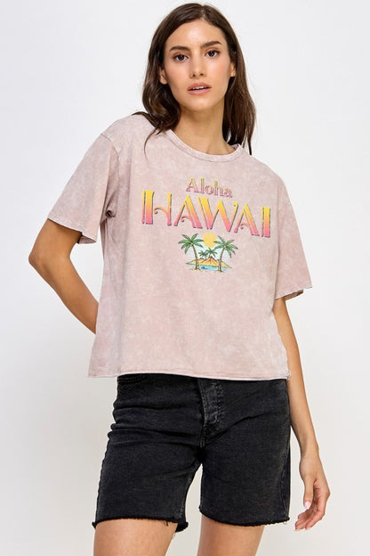 アロハ ハワイ パームツリー ショート丈Tシャツ