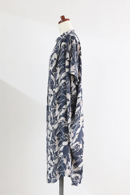 BAD フラワープリント ロングシャツドレス
