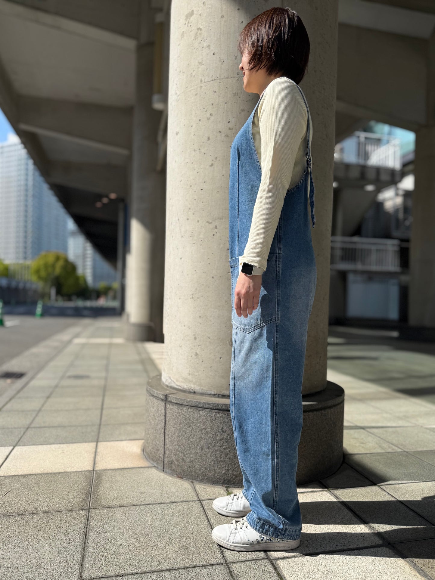 コクーン デニムオーバーオール