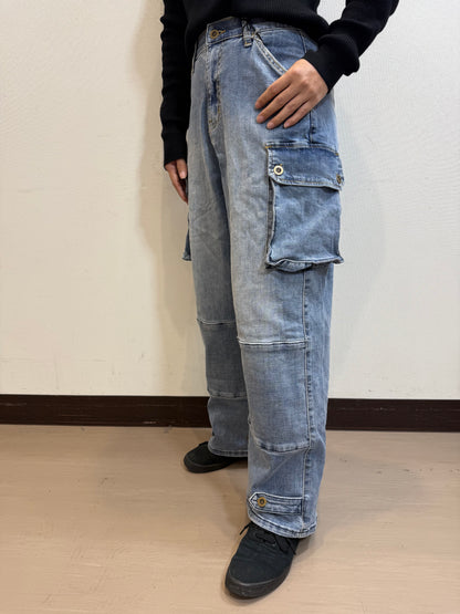 INDIMARK ジーンズ カーゴパンツ ブリーチ WJ089