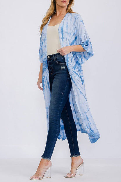 ロングキモノスリーブ タイダイ ブルー SALE 30%OFF