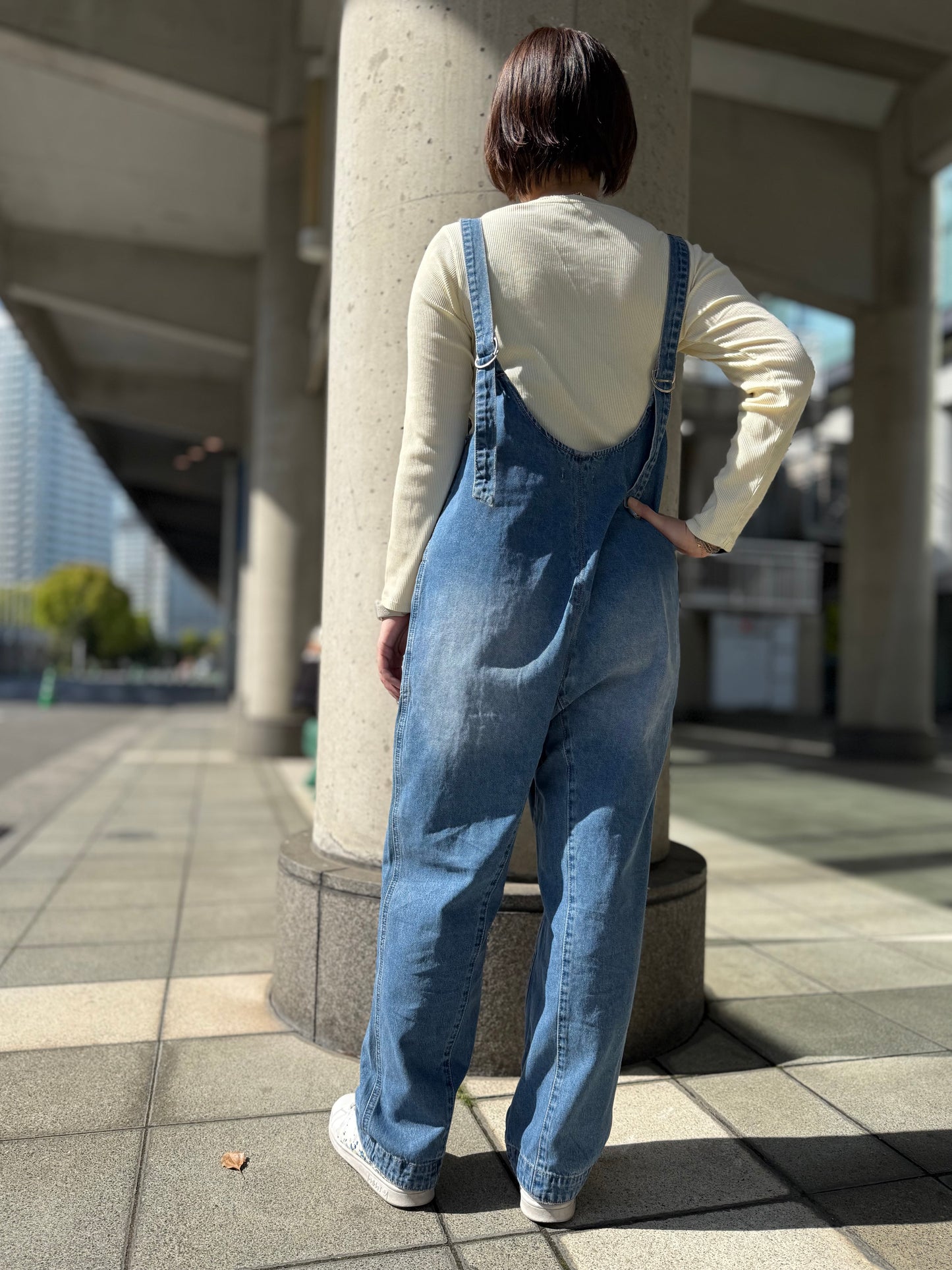 コクーン デニムオーバーオール