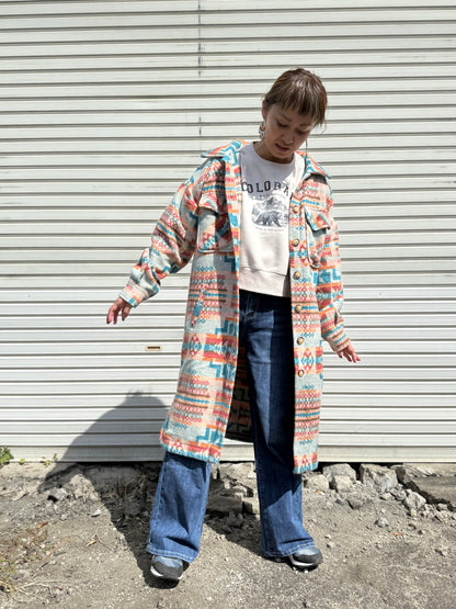 オルテガ柄 ロングシャケットコート