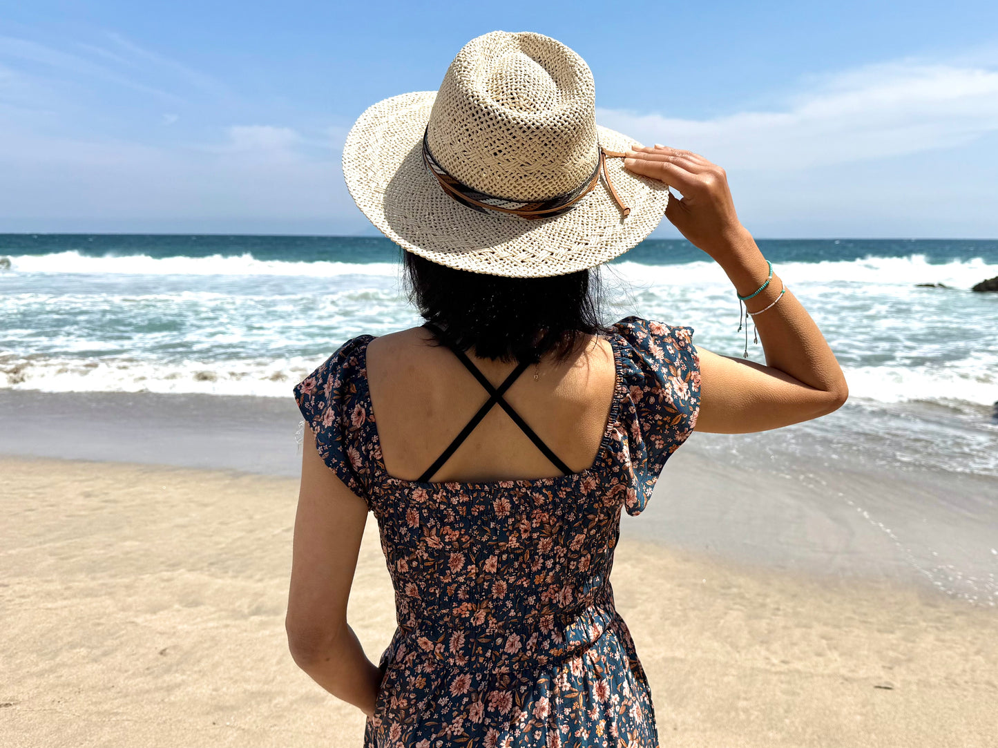 SunNSand ペーパーストロー サファリハット｜ナチュラル編み×柄ベルト