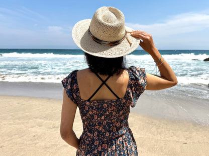 SunNSand ペーパーストロー サファリハット｜ナチュラル編み×柄ベルト