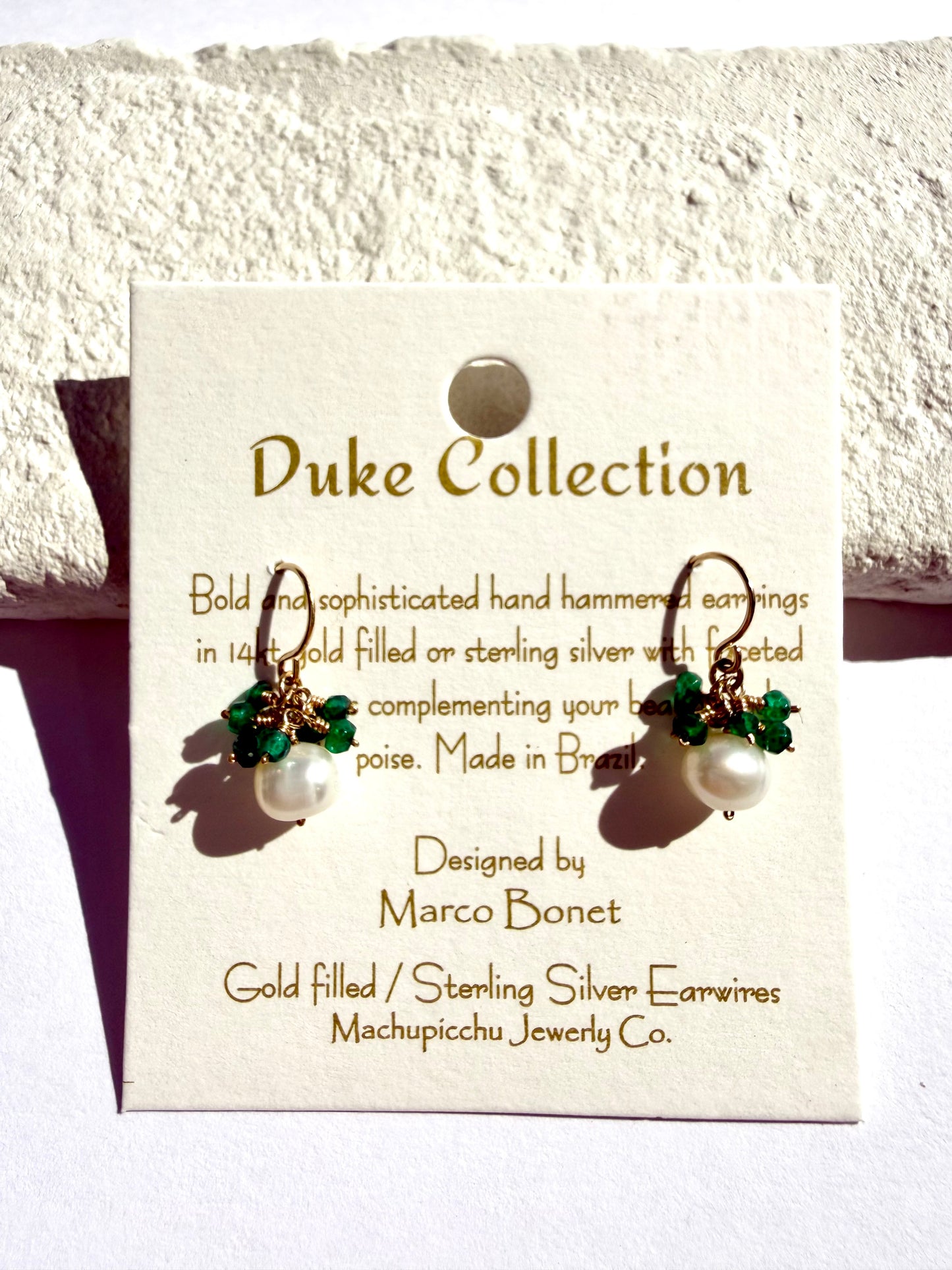 マチュピチュジュエリー 【淡水パール＆グリーンオニキス/14kgf】 ピアス