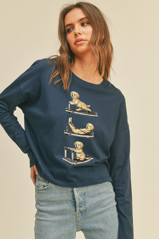 エクササイズドッグ　クロップド丈ロングスリーブTシャツ