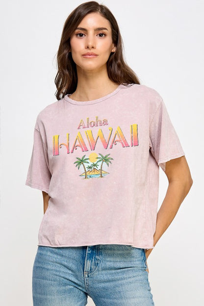 アロハ ハワイ パームツリー ショート丈Tシャツ