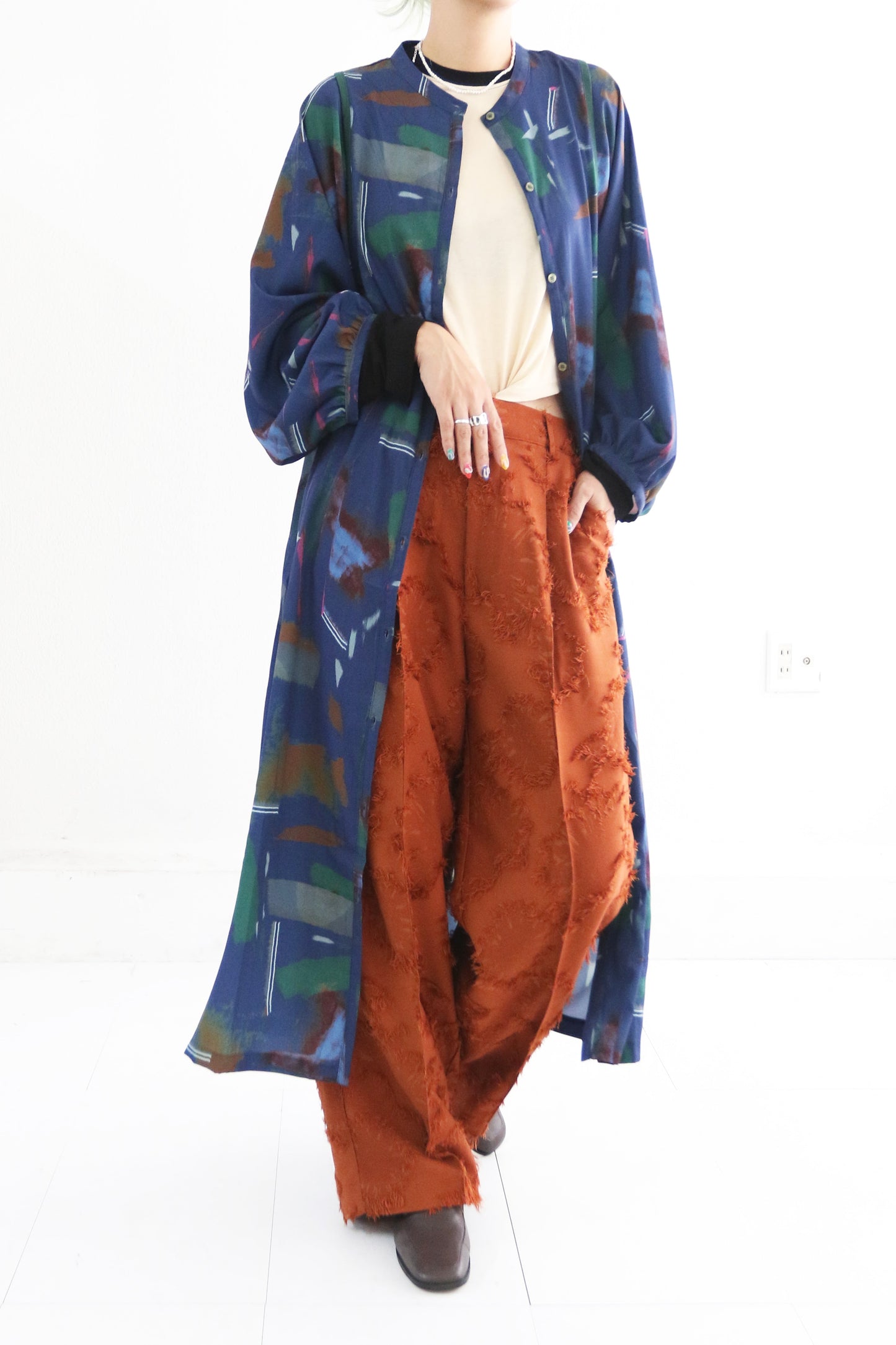 BAD プリントボリュームスリーブドレス