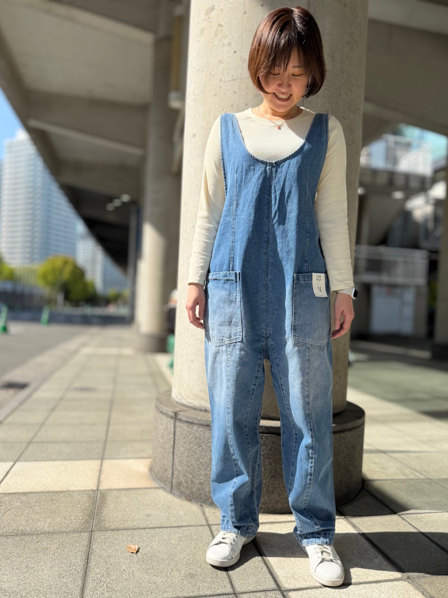 コクーン デニムオーバーオール