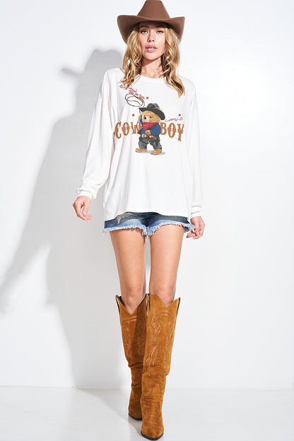 テディベア オーバーサイズロングスリーブトップス