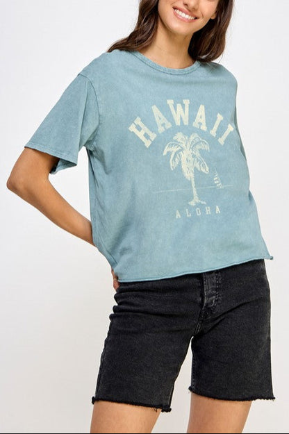 ハワイ パームツリー ショート丈Tシャツ