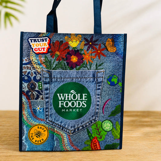 【オンライン限定販売】WHOLE FOODS MARKET ホールフーズマーケット エコバッグデニム風 ラージ 不織布