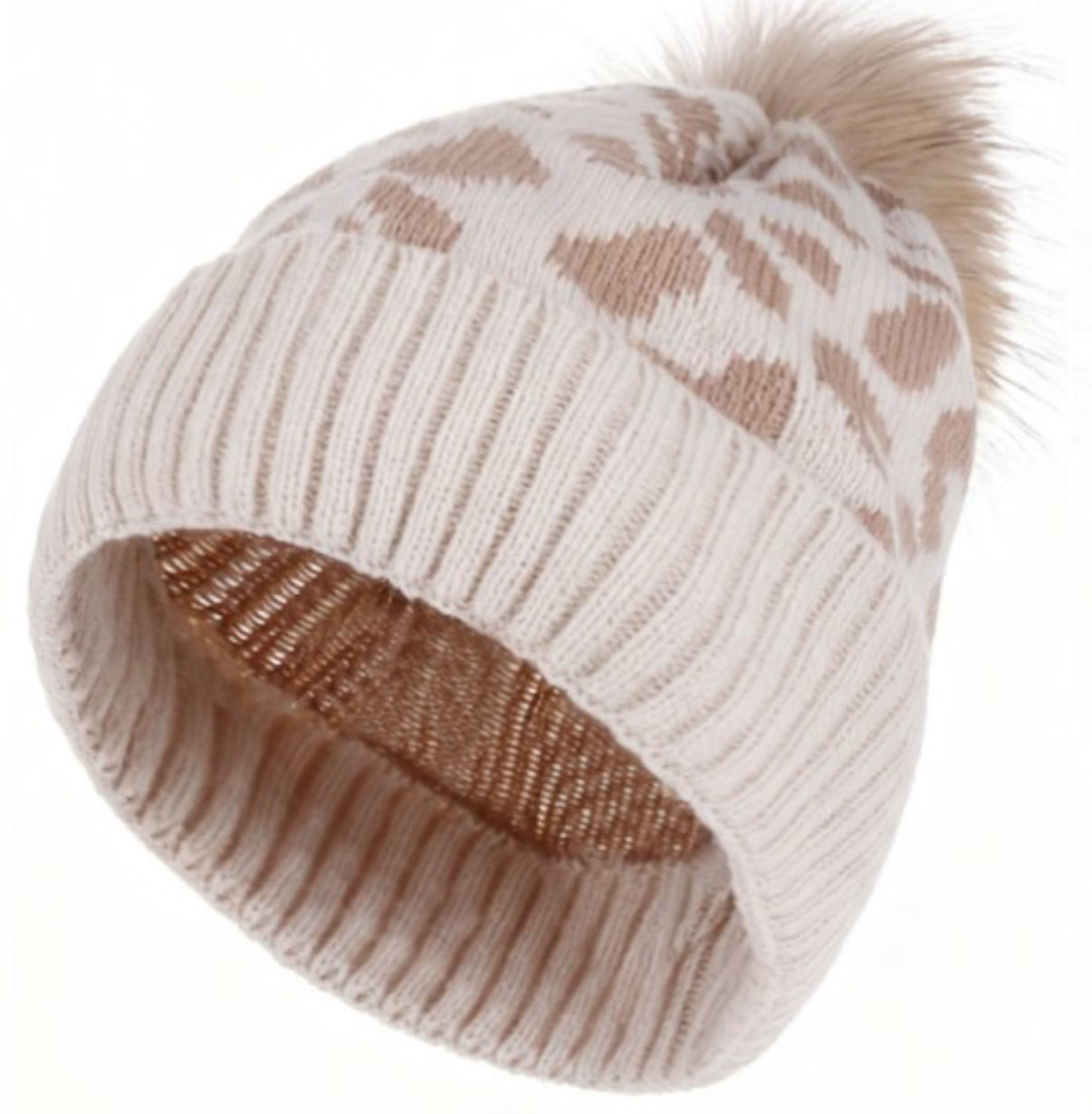 ポンポン付きアニマルニット帽 ビーニー