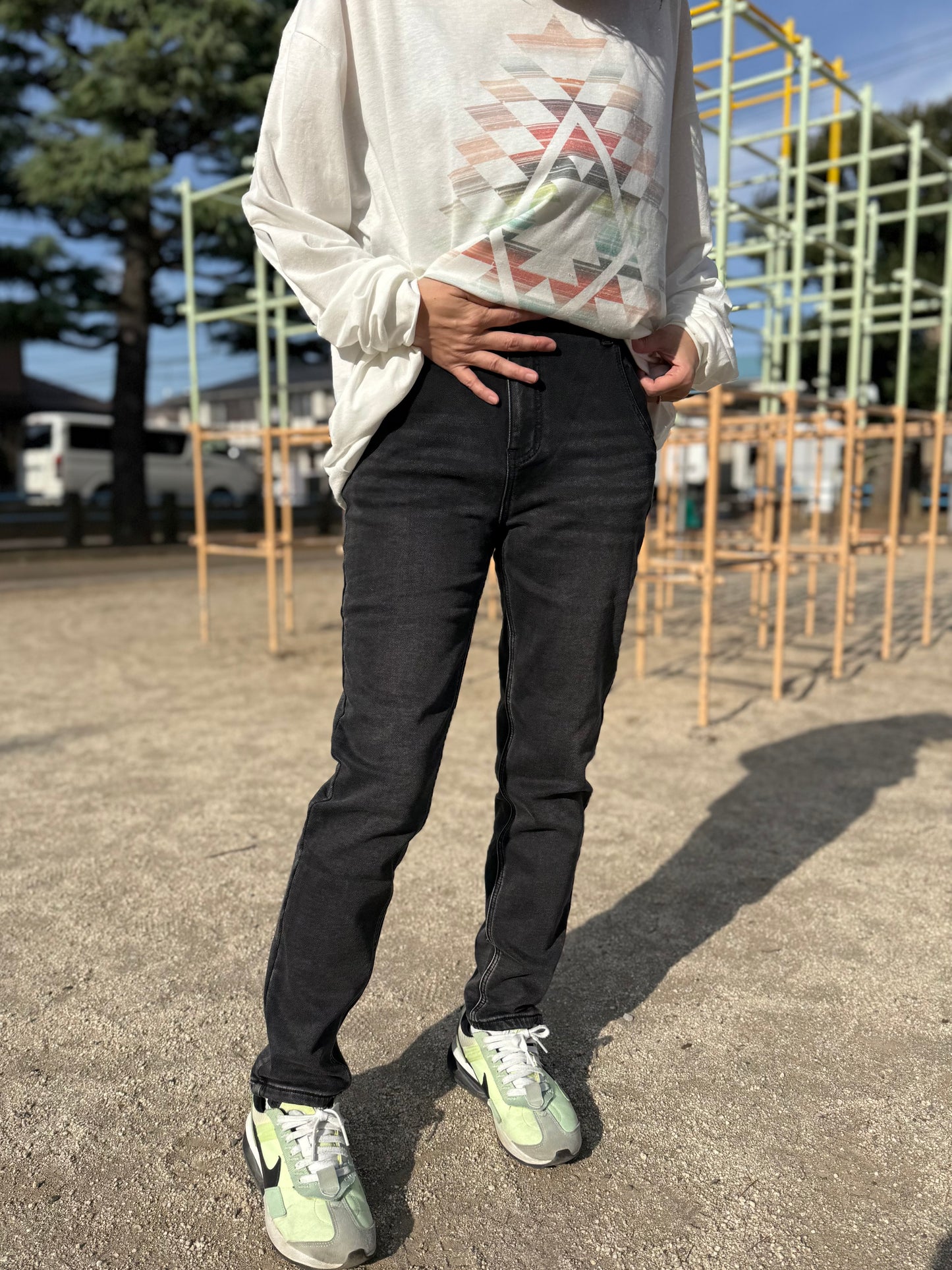 INDIMARK 裏起毛 ボーイフレンド カットデニム グレー WKH001