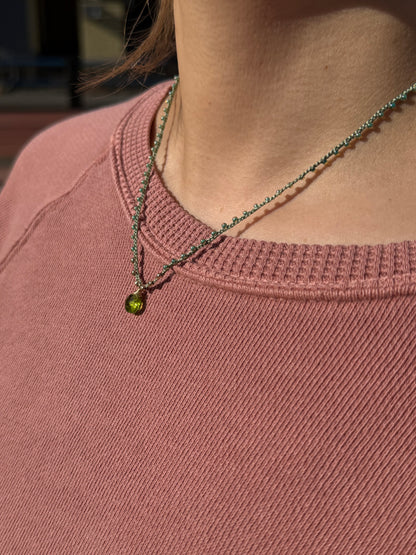 マチュピチュジュエリー【ペリドット/14kgf】 ライトグリーンシルクスレッドネックレス クリアブルービーズ (コピー)