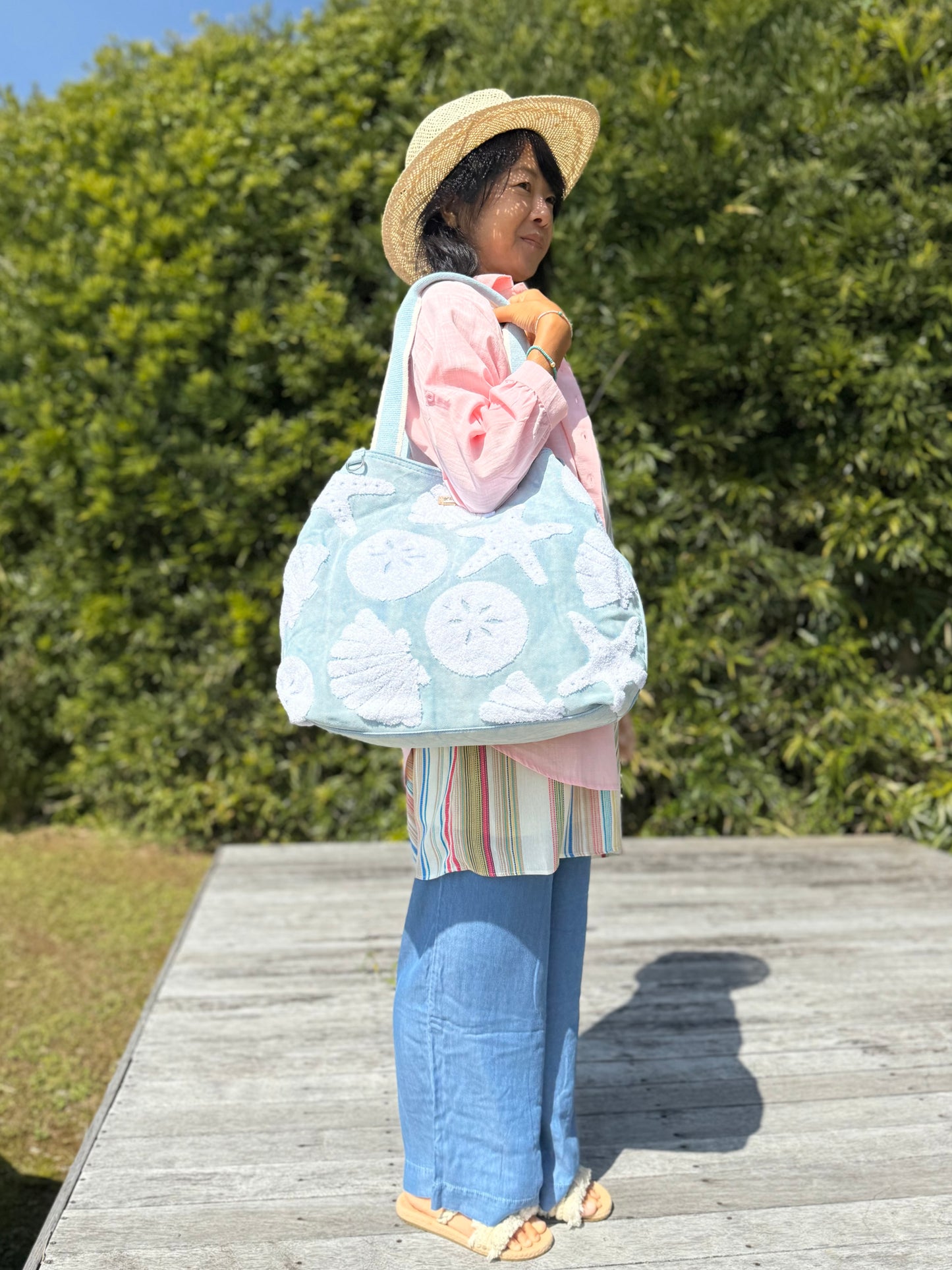 SunNSand パステルカラー シェル トートバッグ