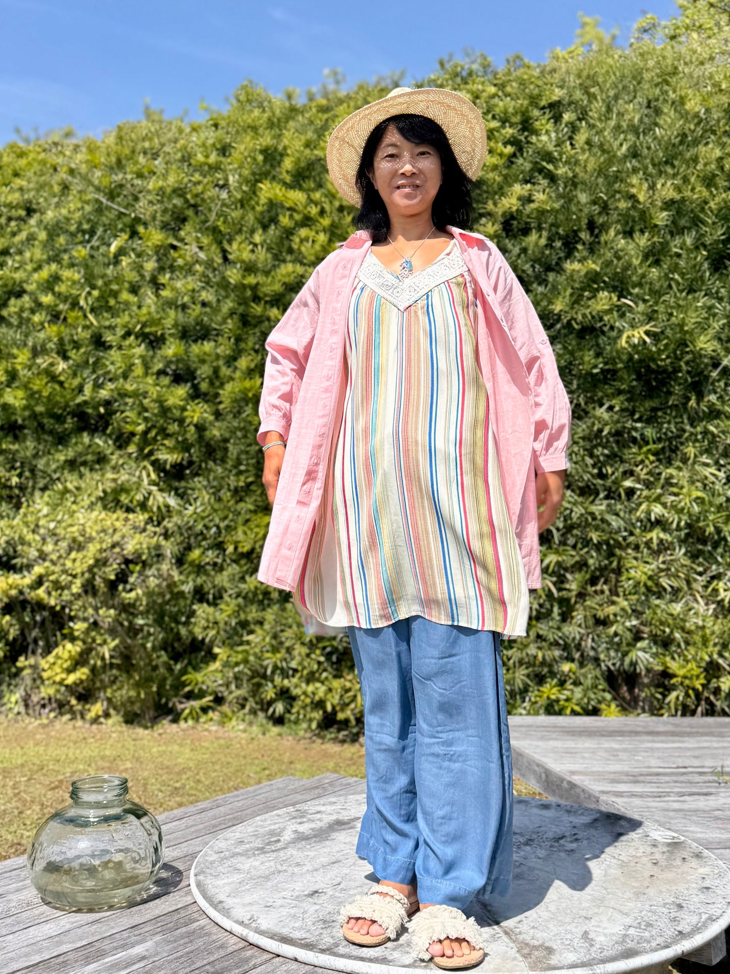 パームツリー刺繍 リラックスフィットシャツ De Vave