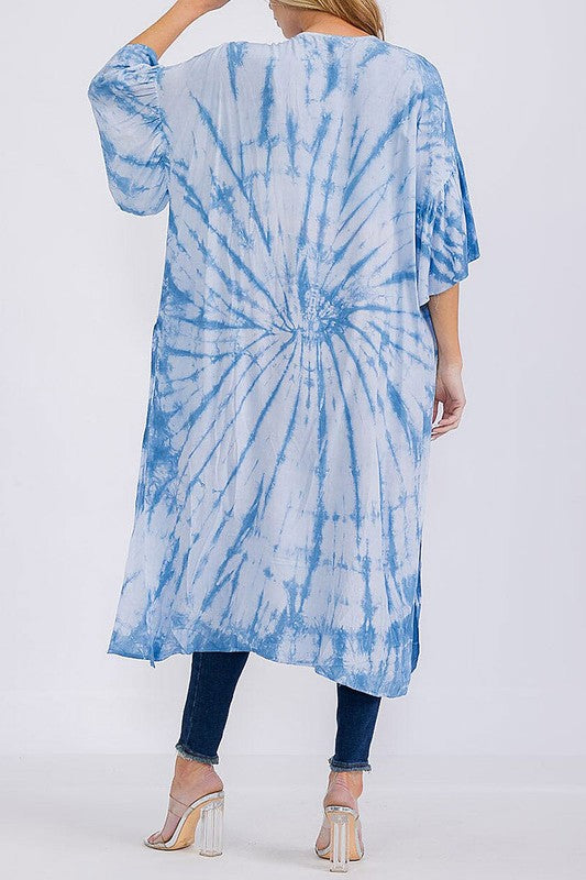 ロングキモノスリーブ タイダイ ブルー SALE 30%OFF