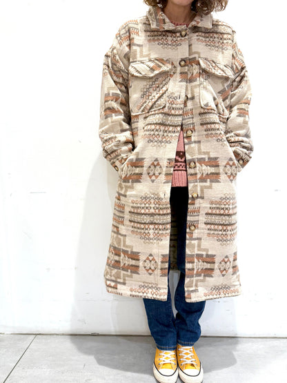 オルテガ柄 ロングシャケットコート