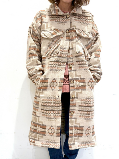 オルテガ柄 ロングシャケットコート