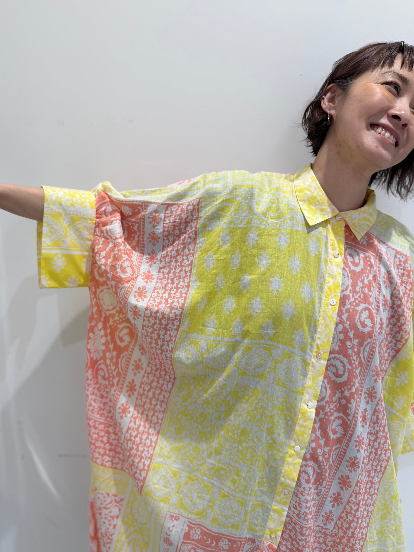 POL バンダナ柄ロングシャツワンピース