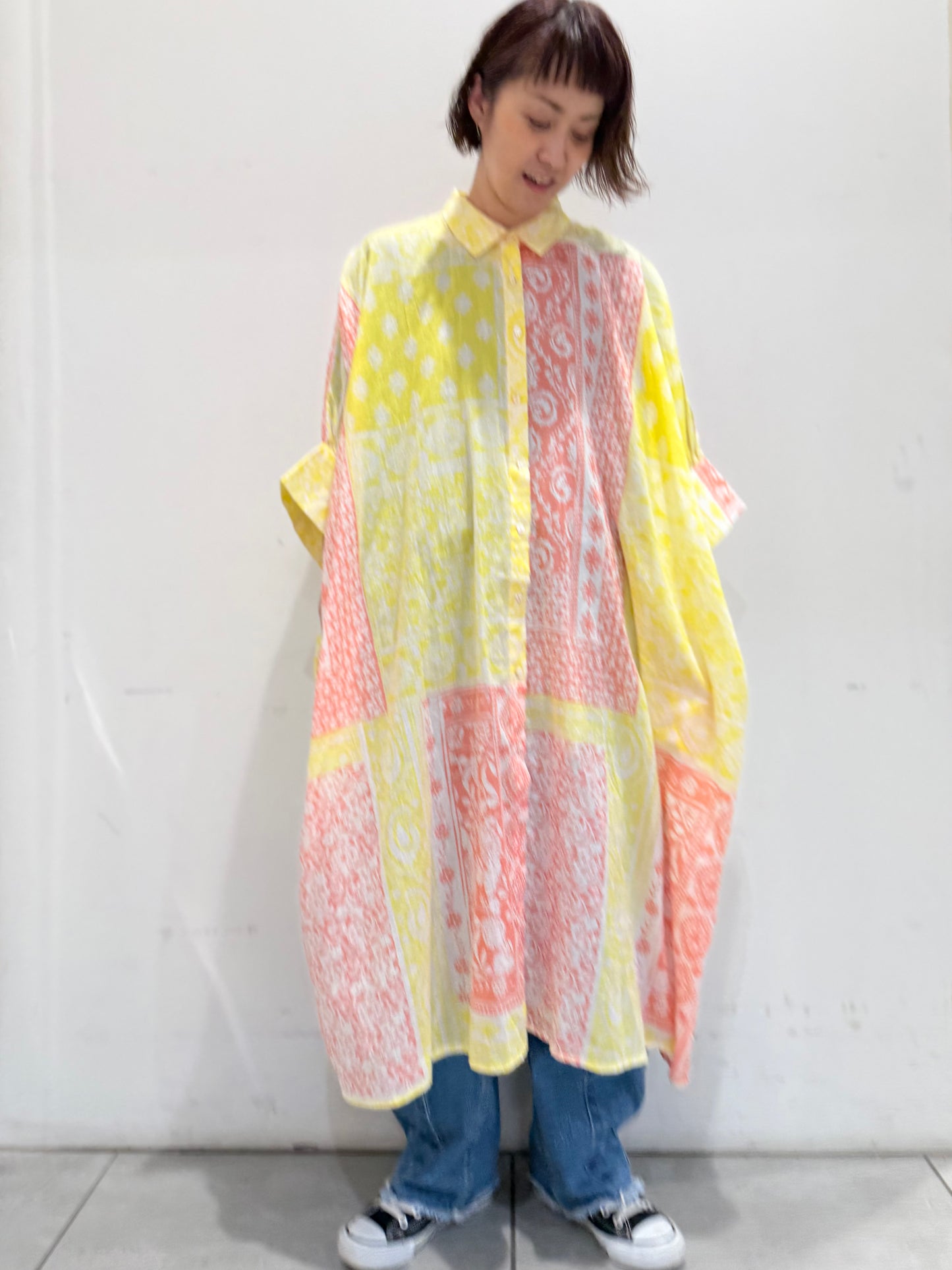 POL バンダナ柄ロングシャツワンピース