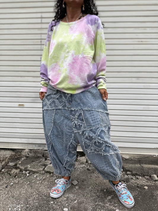 POL パッチワークデニムハーレムパンツ