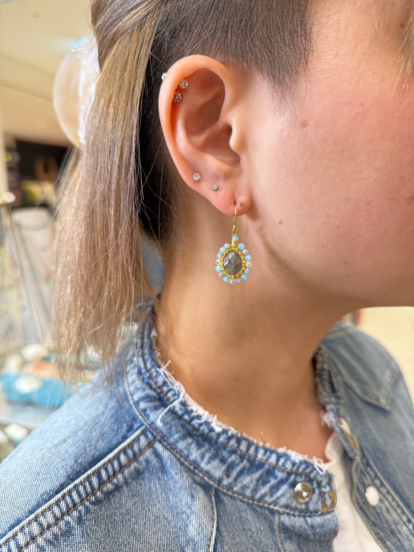 マチュピチュジュエリー トロピカルフラワーズ ピアス ラブラドライト