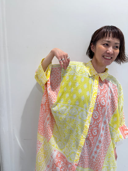 POL バンダナ柄ロングシャツワンピース