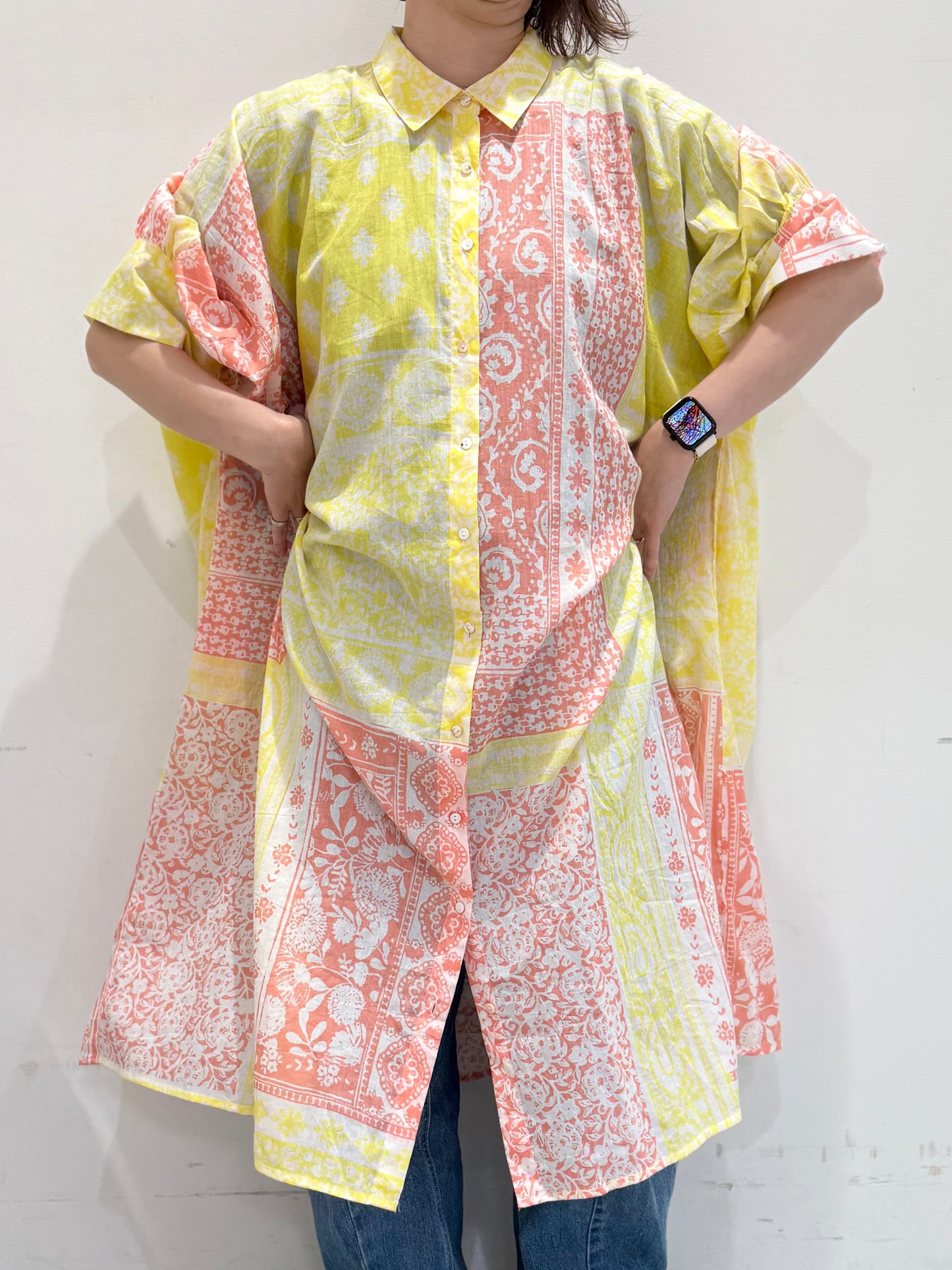 POL バンダナ柄ロングシャツワンピース